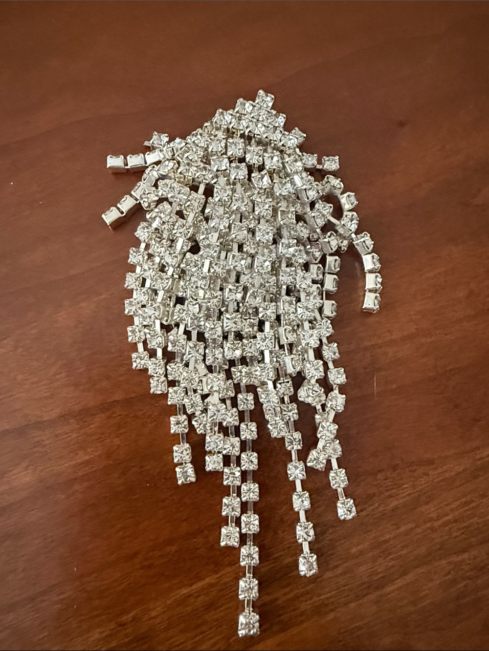 Rhinestone Drop Brooch Statement Crystal Pin Glam Jewelry